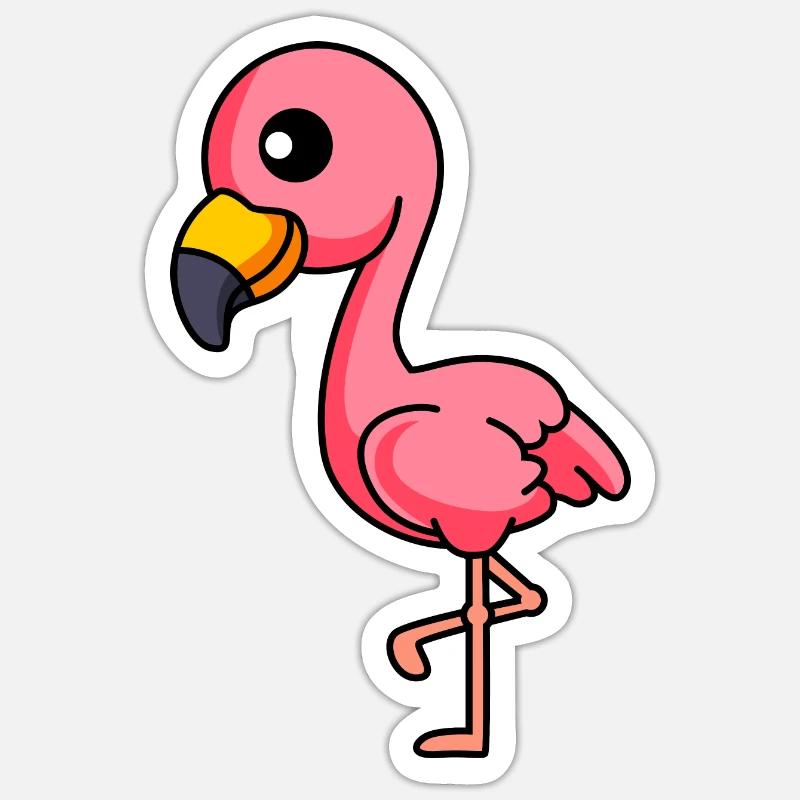 Flamingo Comic Animal - Sticker size S (10 x 10 cm) - white matte