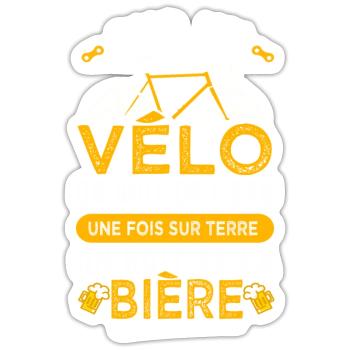 Cycliste vélo Humour passion velo - Sticker taille S (10 x 10 cm) - blanc mat - Devant