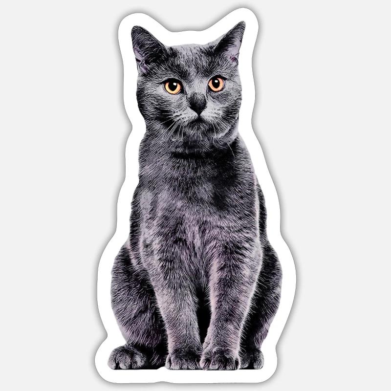 Kartäuserkatze - Sticker Größe S (10 x 10 cm) - Mattweiß