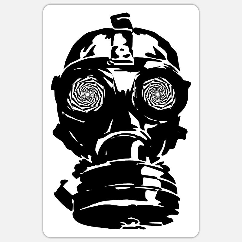 Masque à gaz - Sticker taille S (10 x 10 cm) - blanc mat