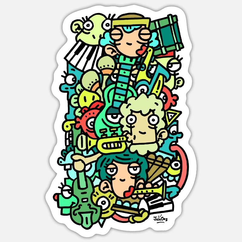 Japajazz par Juliooz - Sticker taille S (10 x 10 cm) - blanc mat