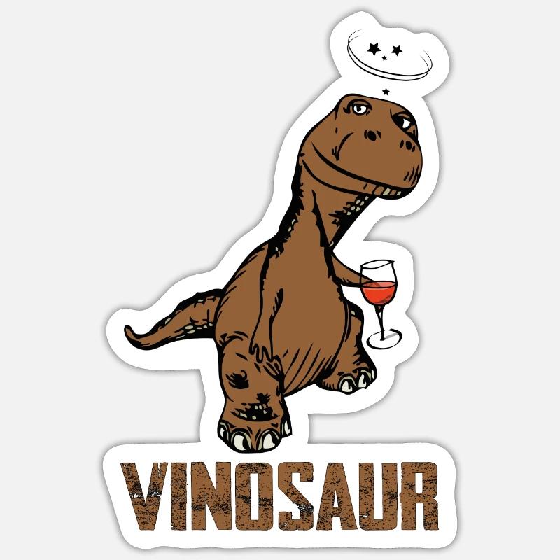 Vinosaur - Sticker taille S (10 x 10 cm) - blanc mat