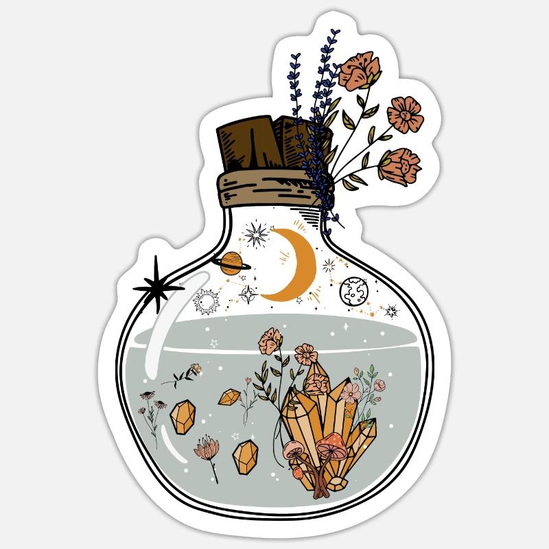 Rétro Mystique et Céleste - Sticker taille S (10 x 10 cm) - blanc mat