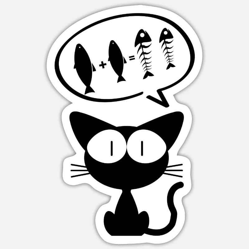 chat, chat humour, propriétaire de chat - Sticker taille S (10 x 10 cm) - blanc mat