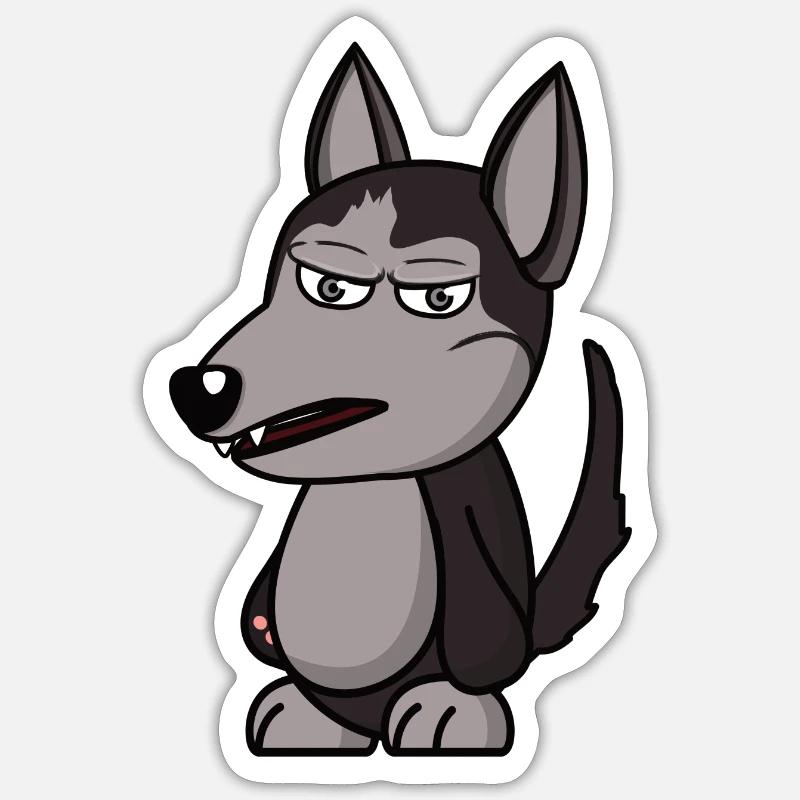 wütender Wolf angry grumpy Geschenk Sticker Größe S (10 x 10 cm)
