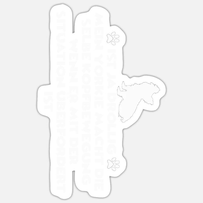 Yorkshire Terrier Gassi Hundebesitzer Geschenk - Sticker Größe S (10 x 10 cm) - Mattweiß