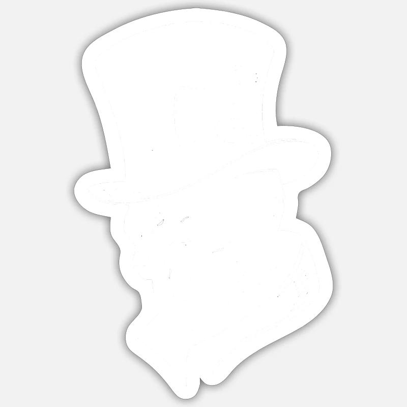 skull hat map white Sticker size S (10 x 10 cm)