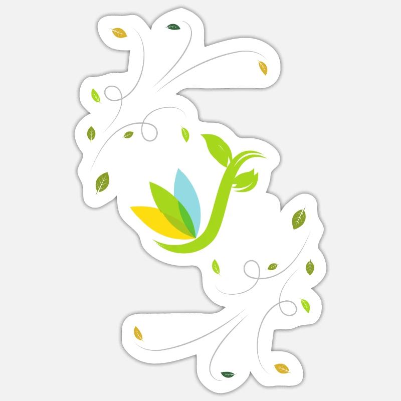Pluie de fleurs - Sticker taille S (10 x 10 cm) - blanc mat