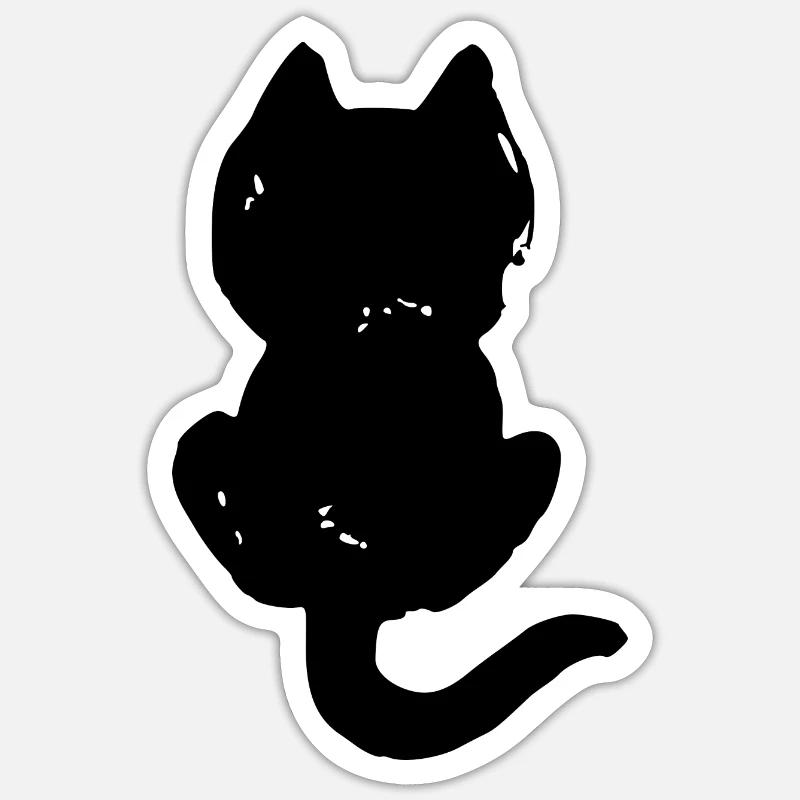 Cat cool silhouette - Sticker size S (10 x 10 cm) - white matte