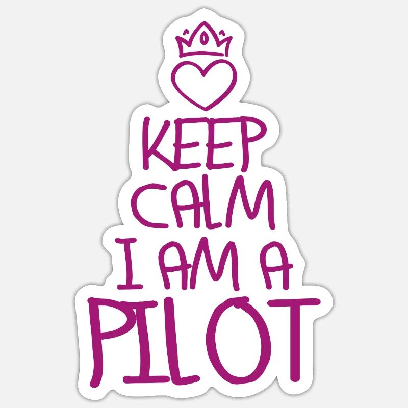 Keep Calm Pilot cool Pilot Geschenk - Sticker Größe S (10 x 10 cm) - Mattweiß
