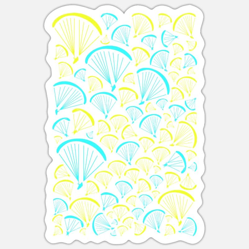 Parapentes dans le ciel - Sticker taille S (10 x 10 cm) - blanc mat