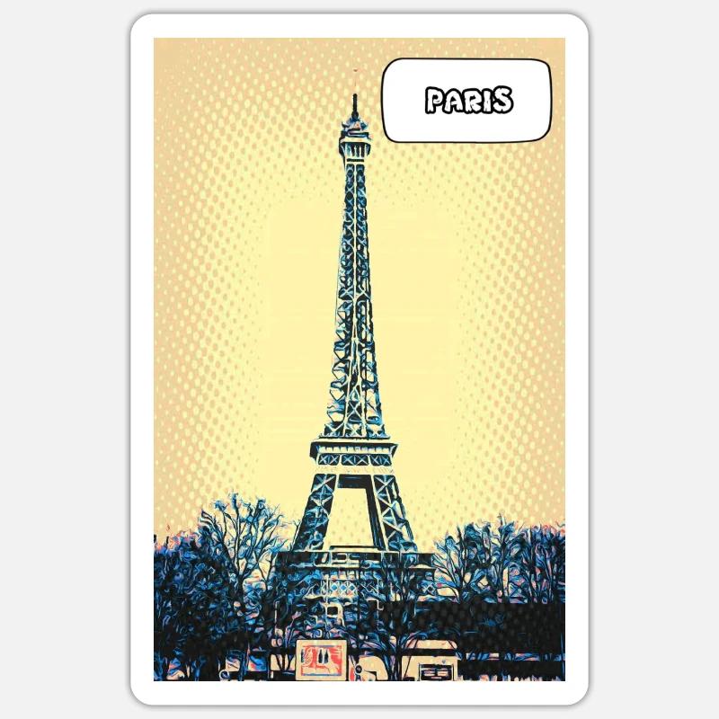 Eiffel Pop Art Paris - Sticker taille S (10 x 10 cm) - blanc mat