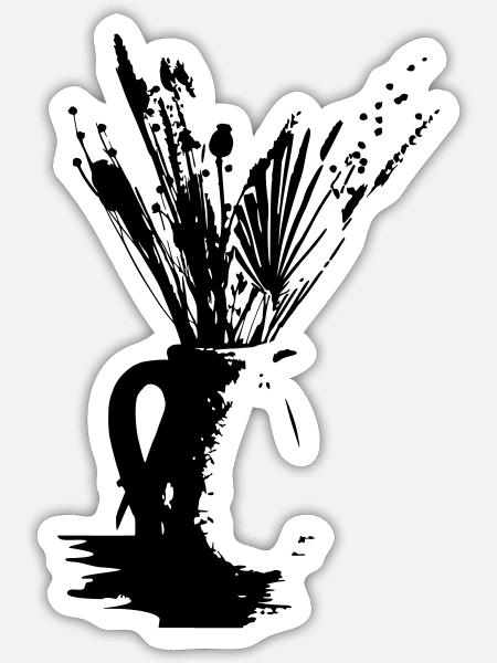 getrocknete Blumensilhouette in Vase - Sticker Größe S (10 x 10 cm) - Mattweiß