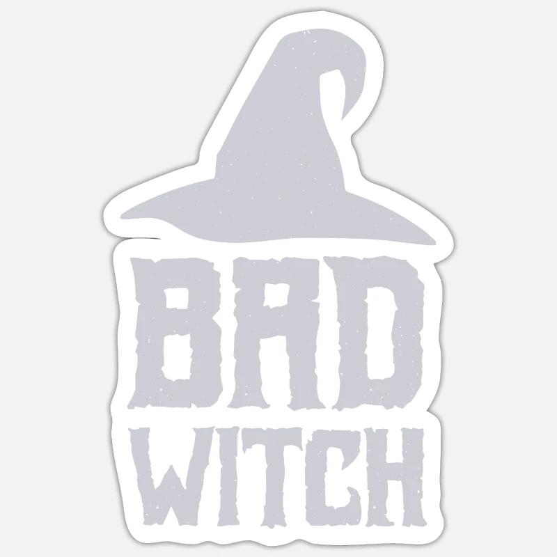 Halloween - BAD WITCH - Sticker Größe S (10 x 10 cm) - Mattweiß