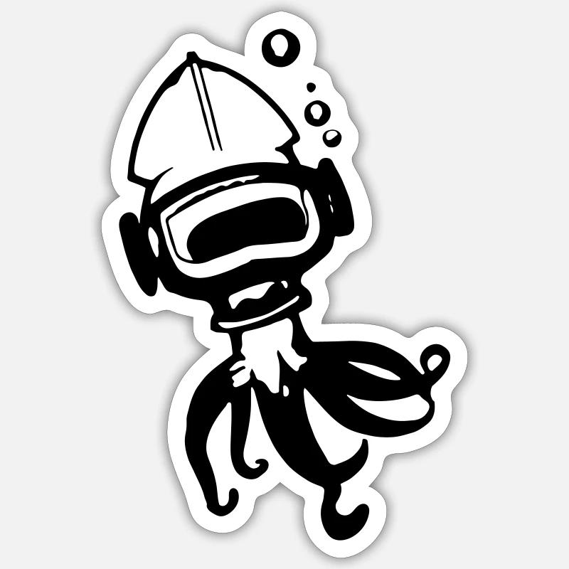 Octopus octopus with helmet Gift idea Sticker size S (10 x 10 cm)