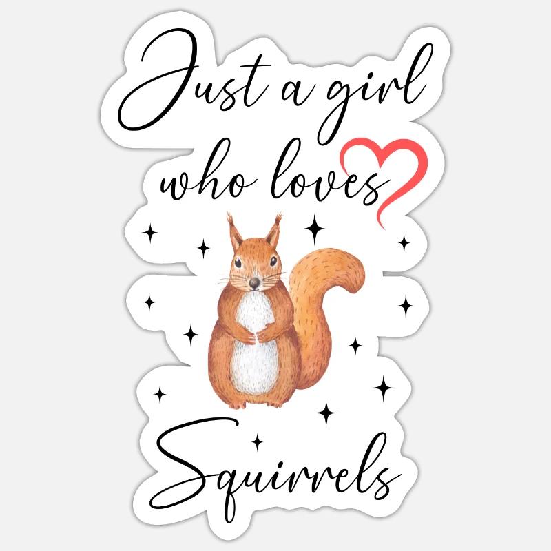 Frau Mädchen Liebe Herz Eichhörnchen - Sticker Größe S (10 x 10 cm) - Mattweiß