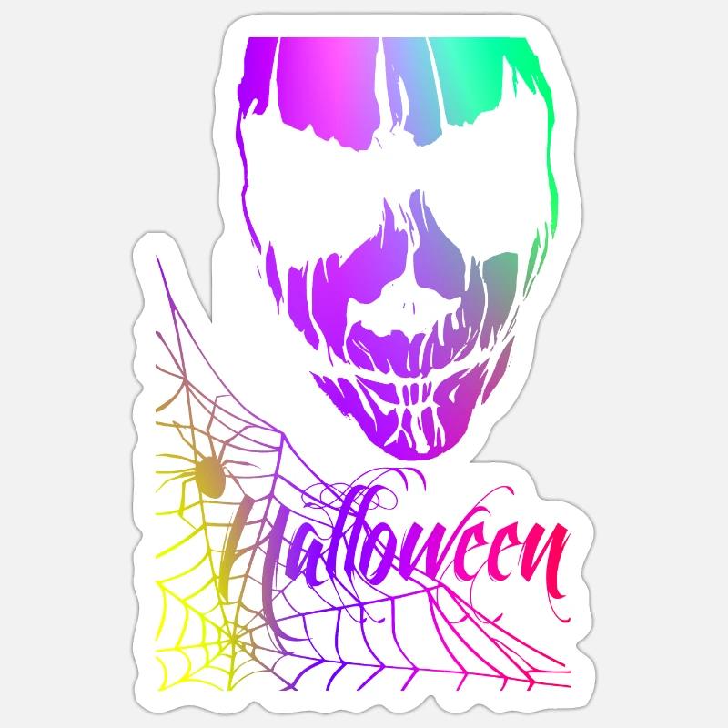Halloween effrayant - Arc-en-ciel - Sticker taille S (10 x 10 cm) - blanc mat