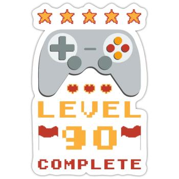 90th Birthday Level 90 Complete - Sticker size S (10 x 10 cm) - white matte - Front