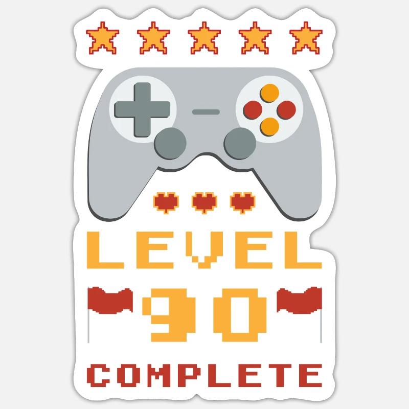 90th Birthday Level 90 Complete Sticker size S (10 x 10 cm)