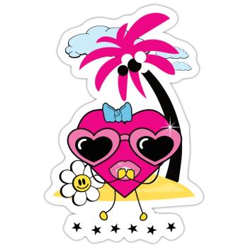 Herz auf Insel - Sticker Größe S (10 x 10 cm) - Mattweiß - Vorne