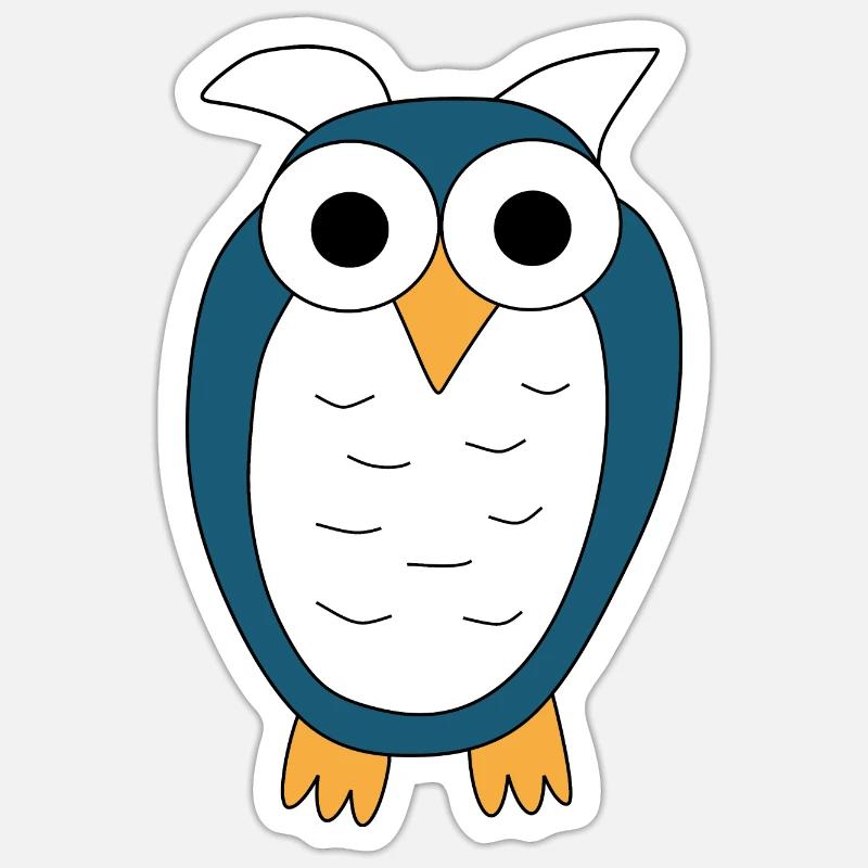 Eule blaue Eule - Sticker Größe S (10 x 10 cm) - Mattweiß