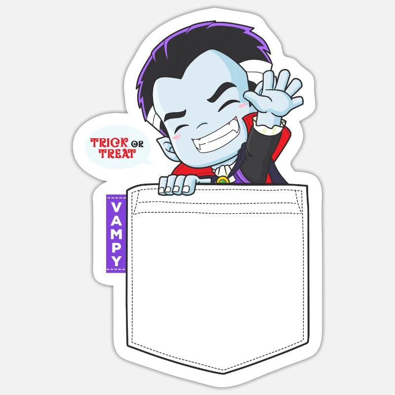 Shirt Pocket Vampire Chibi - Sticker size S (10 x 10 cm) - white matte