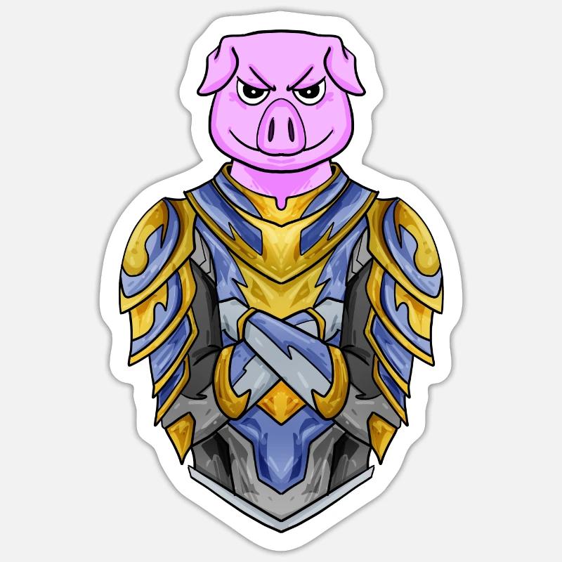 Ritter Schwein cool - Sticker Größe S (10 x 10 cm) - Mattweiß