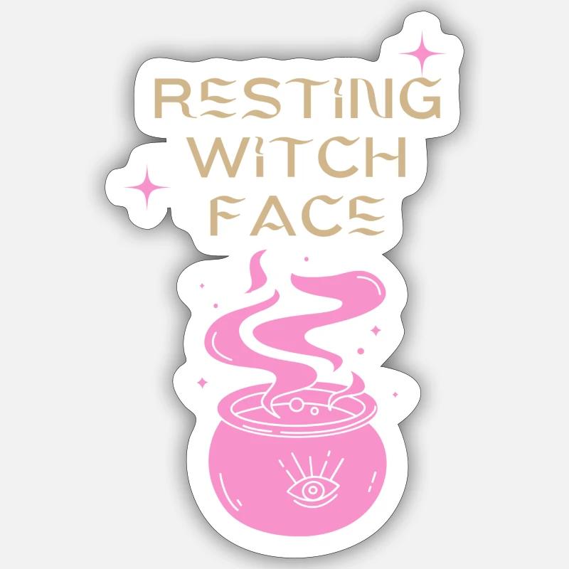 Resting Witch Face Hexenpot - Sticker Größe S (10 x 10 cm) - Mattweiß