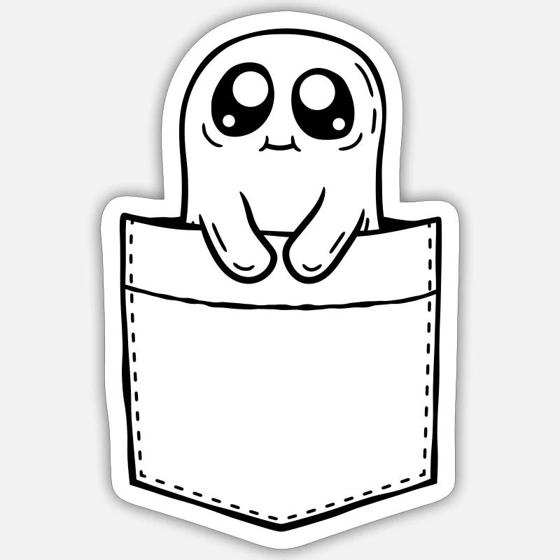 Geist mitnehmen Brusttasche Comic - Sticker Größe S (10 x 10 cm) - Mattweiß