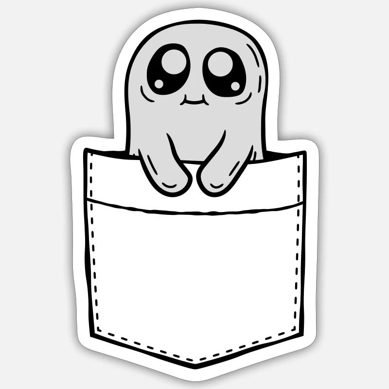 Brusttasche Geist mitnehmen Comic Sticker Größe S (10 x 10 cm)