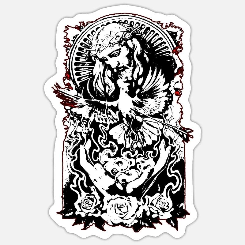 Catholic religious cartoon Sticker size S (10 x 10 cm)