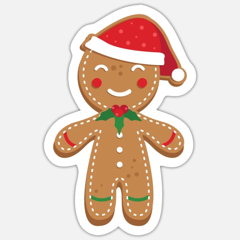 Niedlicher Lebkuchen Mann - Weihnachtsgeschenk - Sticker Größe S (10 x 10 cm) - Mattweiß