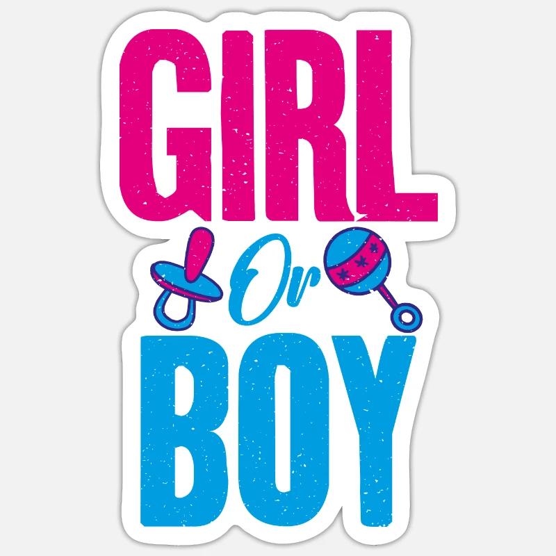 Mädchen oder Junge Gender Reveal Party Sticker Größe S (10 x 10 cm)
