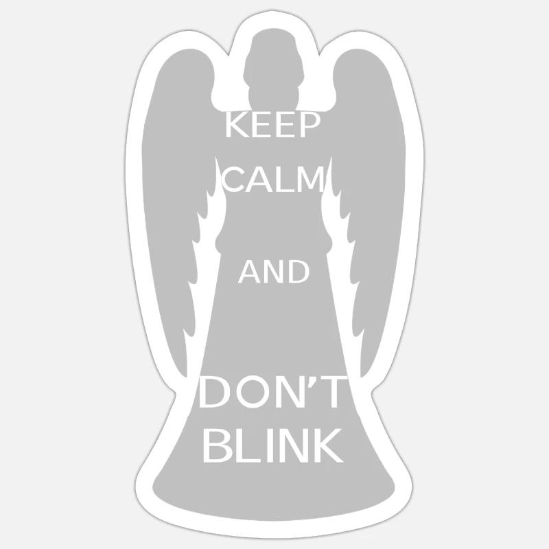 Keep calm and don't blink [ange gris] - Sticker taille S (10 x 10 cm) - blanc mat