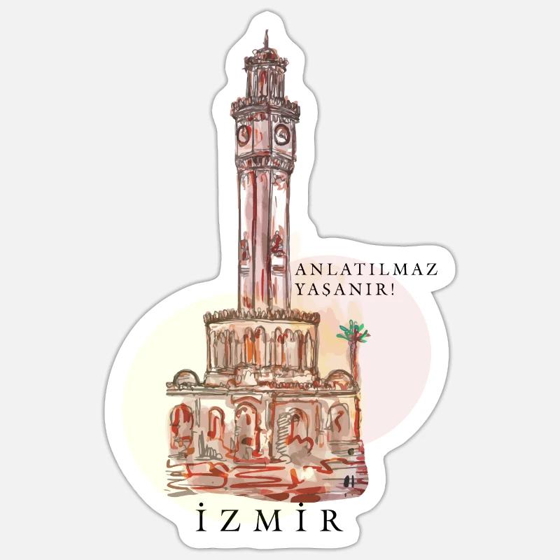 "izmir Saat kulesi" Clocktower #turkishdesign - Sticker Größe S (10 x 10 cm) - Mattweiß