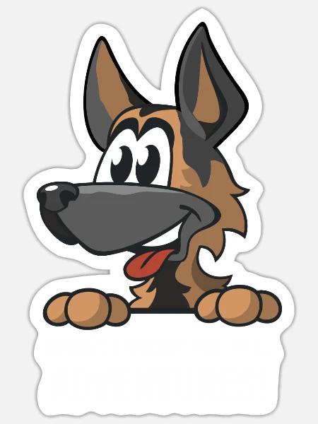 Cartoon Schäferhund looking for adventure - Sticker Größe S (10 x 10 cm) - Mattweiß