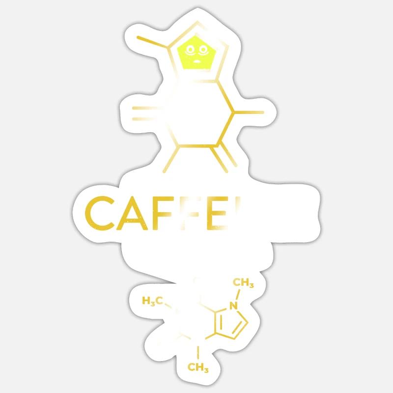 Koffein Molekül - Kaffee Chemie - Sticker Größe S (10 x 10 cm) - Mattweiß