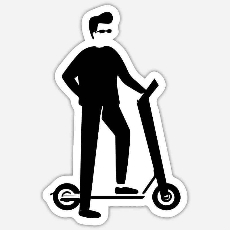 E-Scooter E-Roller Scooter - Sticker taille S (10 x 10 cm) - blanc mat