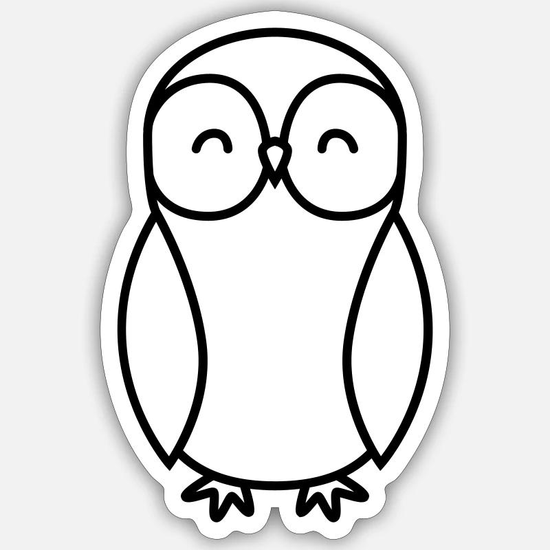 Eule Comic - Sticker Größe S (10 x 10 cm) - Mattweiß