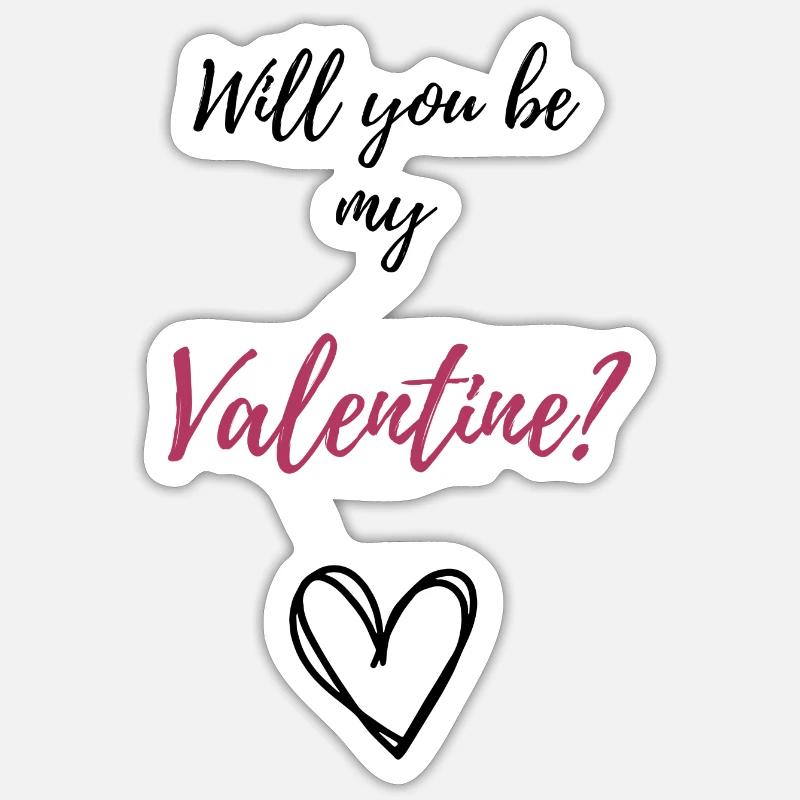 Will you be my Valentine? - Sticker Größe S (10 x 10 cm) - Mattweiß