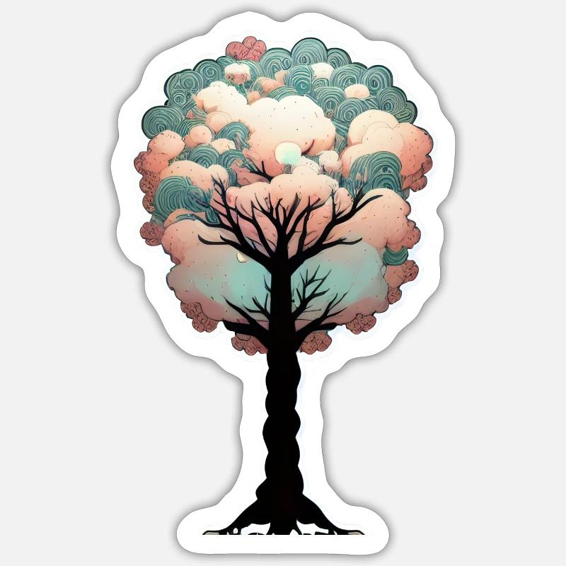 Baum Aquarell - Sticker Größe S (10 x 10 cm) - Mattweiß