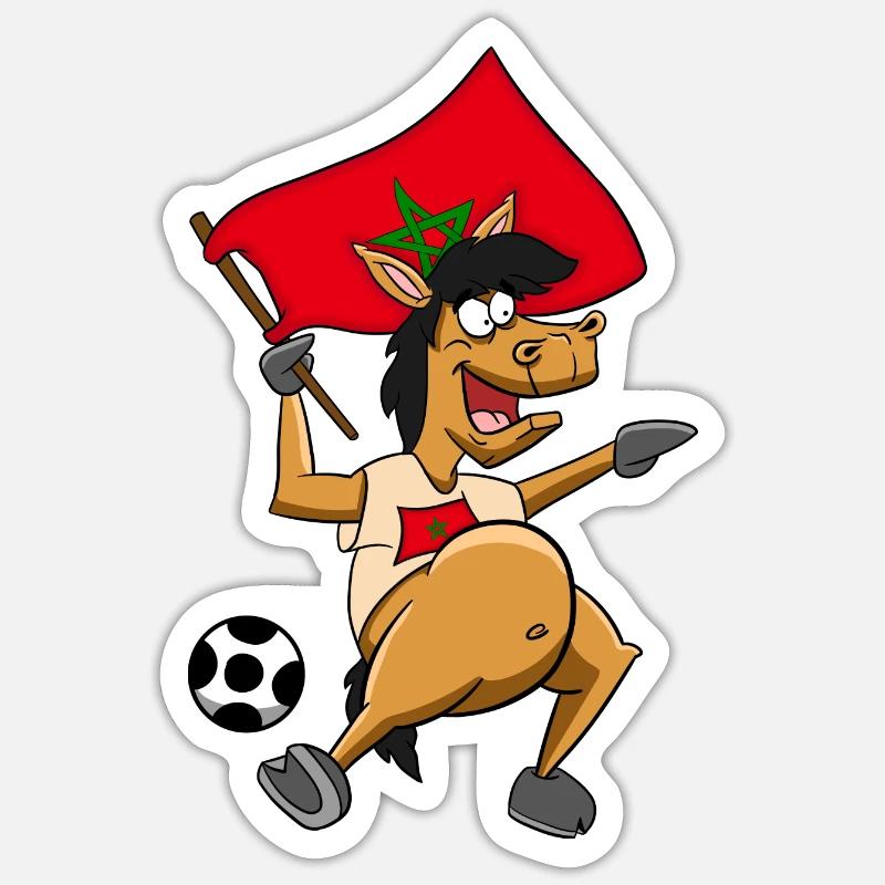 Fan Pferd Marokko - Sticker Größe S (10 x 10 cm) - Mattweiß