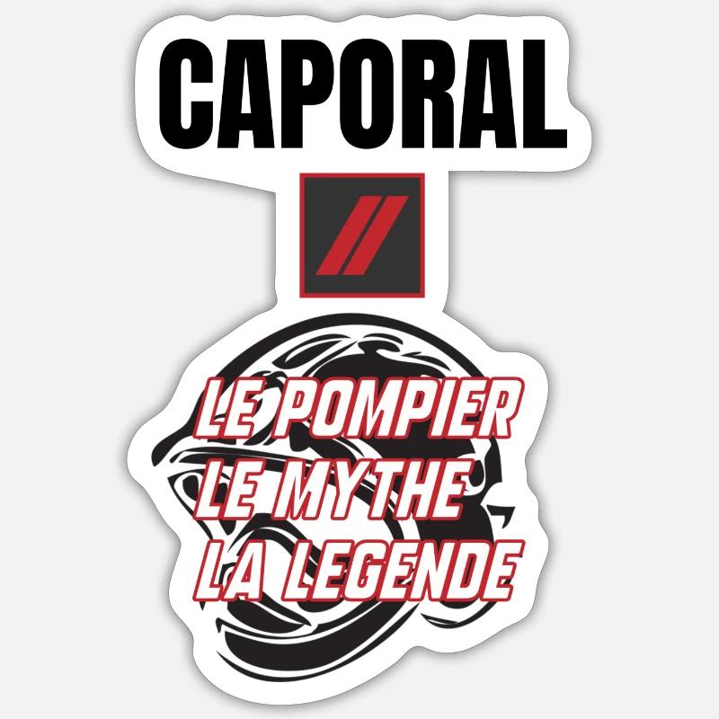 Caporal pompier - Sticker taille S (10 x 10 cm) - blanc mat