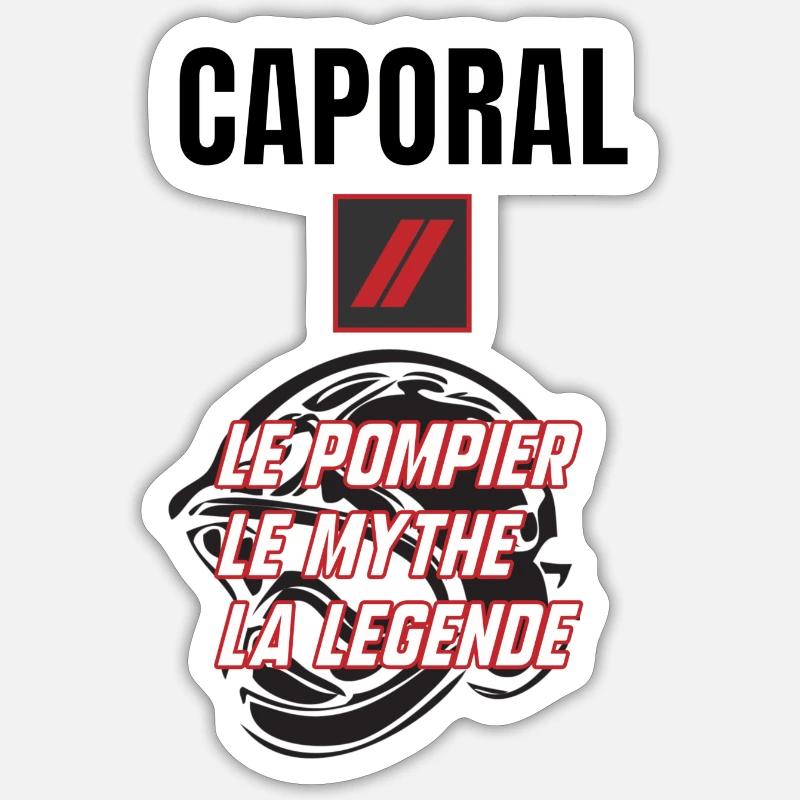 Caporal pompier - Sticker taille S (10 x 10 cm) - blanc mat