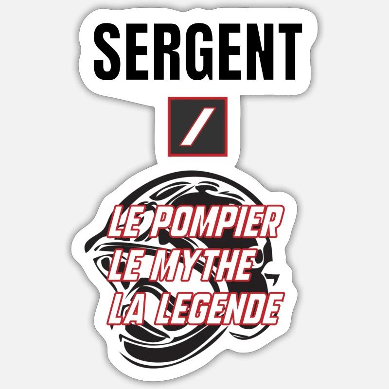 Sergent pompier - Sticker taille S (10 x 10 cm) - blanc mat