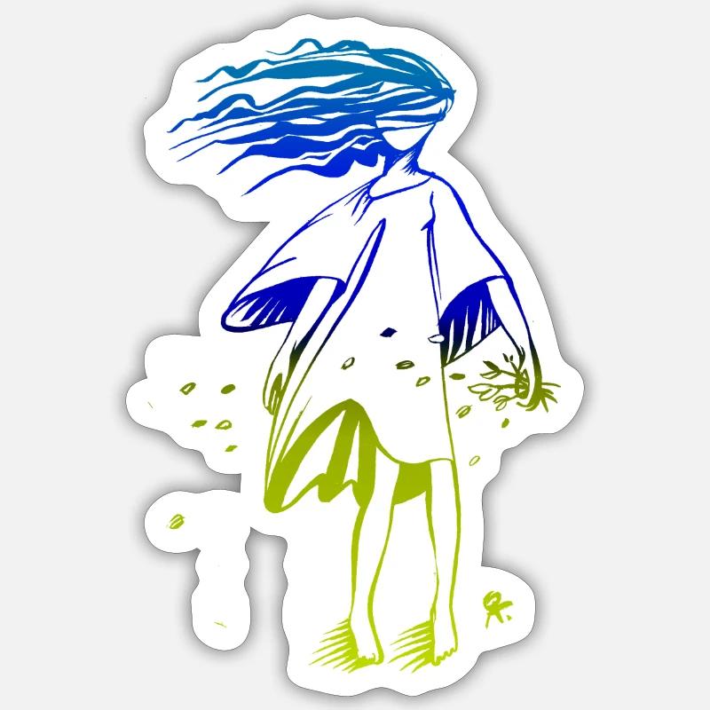 Vom Winde verweht blau gelb - Sticker Größe S (10 x 10 cm) - Mattweiß
