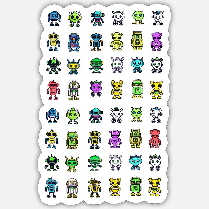 Motif de robot mignon - Sticker taille S (10 x 10 cm) - blanc mat