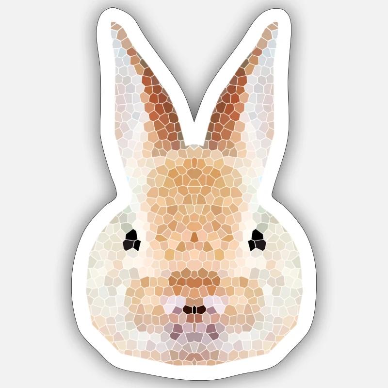Hase Polygon – Low Poly - Sticker Größe S (10 x 10 cm) - Mattweiß