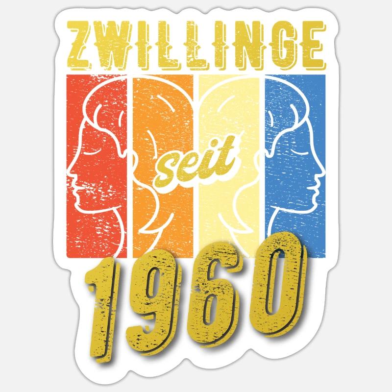 Zwillinge Sternzeichen 1960 Geschenk - Sticker Größe S (10 x 10 cm) - Mattweiß