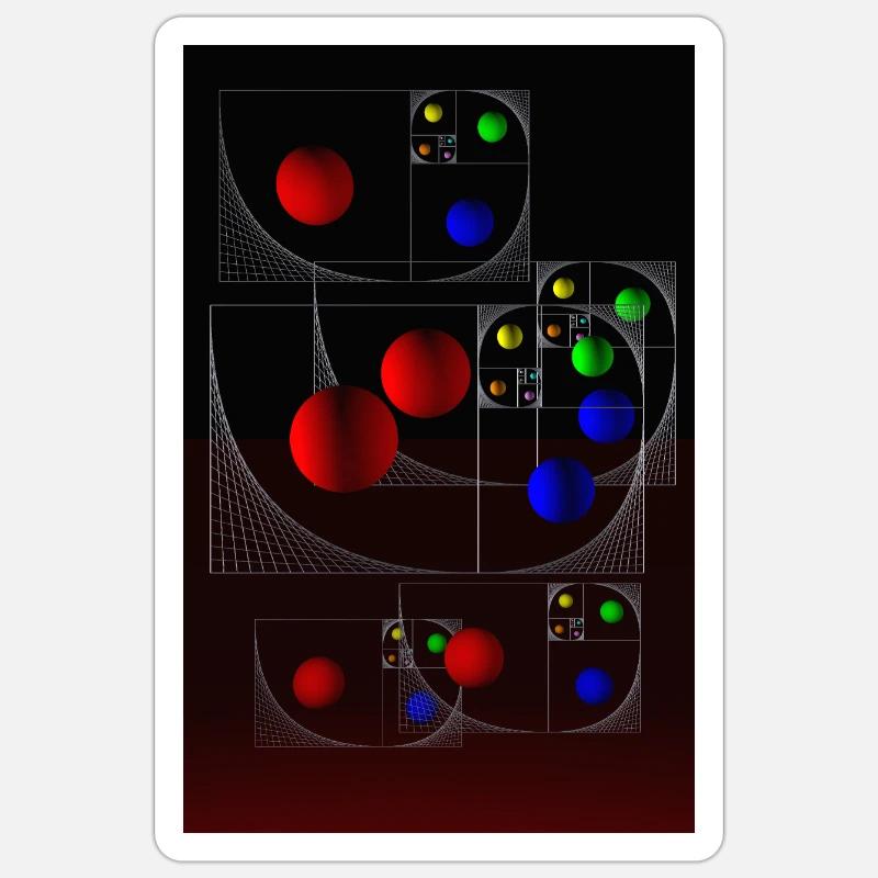 Fibonacci on black - Sticker Größe S (10 x 10 cm) - Mattweiß